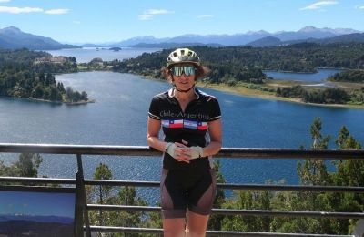 Shirley Dobra Cycling on the  tour with redspokes